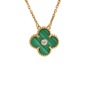 Collier pendentif Vintage Alhambra en malachite et diamant de Van Cleef & Arpels