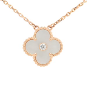 Collier Van Cleef & Arpels Vintage Alhambra en coquillage et diamants