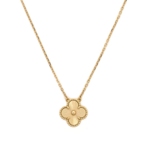 Collier Pendentif Van Cleef & Arpels Vintage Alhambra – Guilloché en Or Jaune 18 Carats